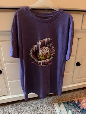 Gildan Purple Kids Graphic Tee with Softball Ice Cream Drip Print